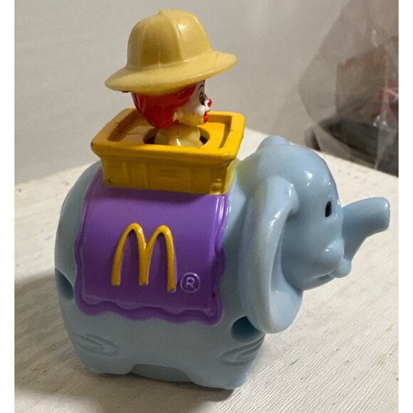 McDonalds Blue Elephant Toy With Baby Ronald In Safari Hat 2013 - Picture 3 of 8